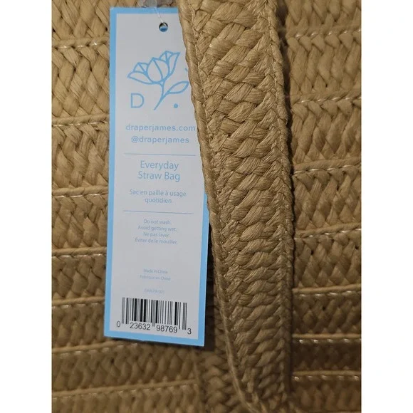 Draper James Everyday Straw Shoulder Bag - Natural, New With Tags - Picture 4 of 11